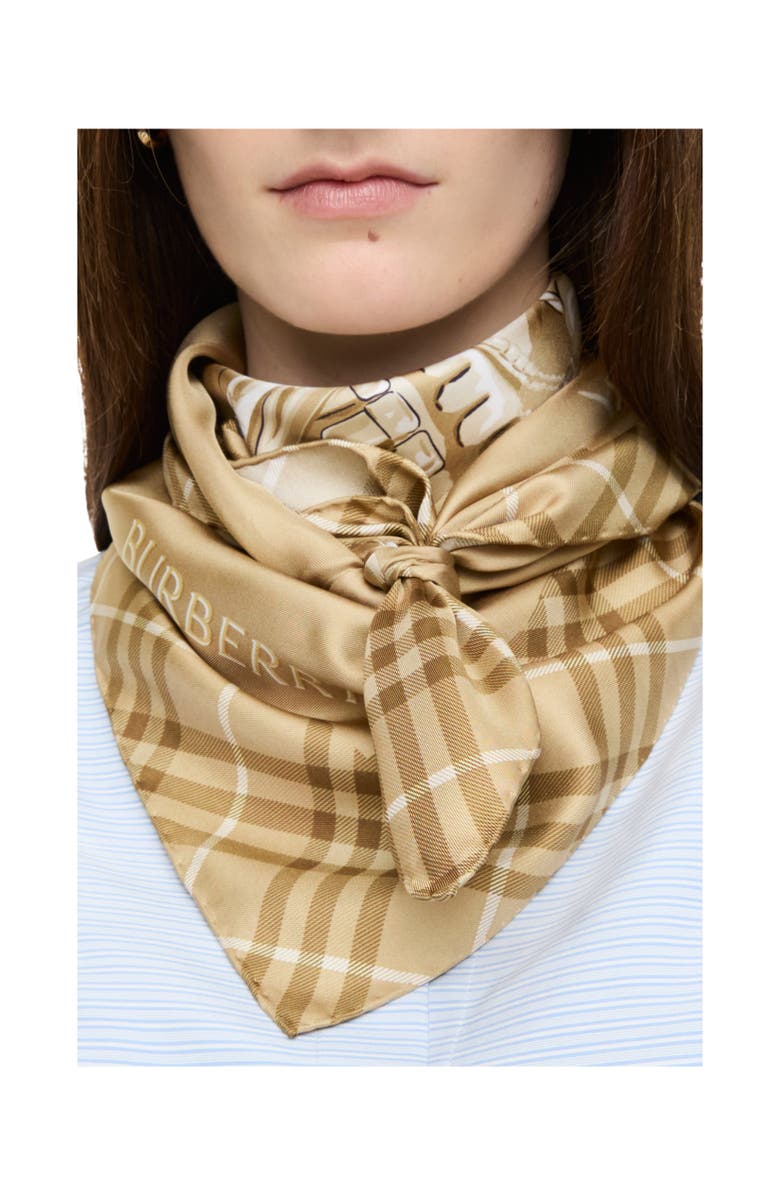 Burberry Archive Knight Silk Scarf, Alternate, color, Finch Beige