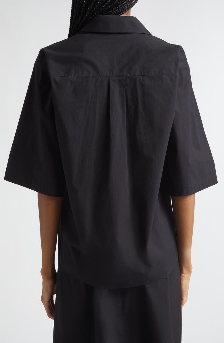 Michael Kors Collection Safari Washed Cotton Poplin Camp Shirt, Alternate, color, Black