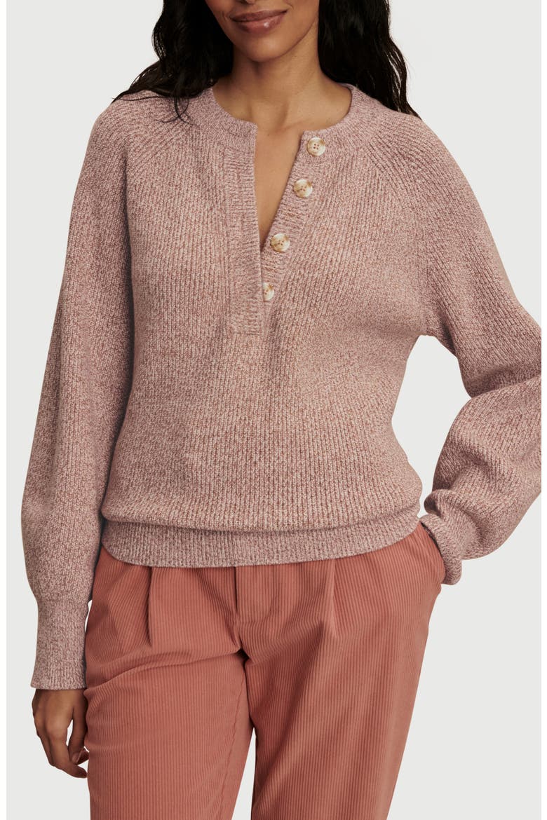 Kennings Half Button Sweater, Main, color, GINGER ROSE FLECK