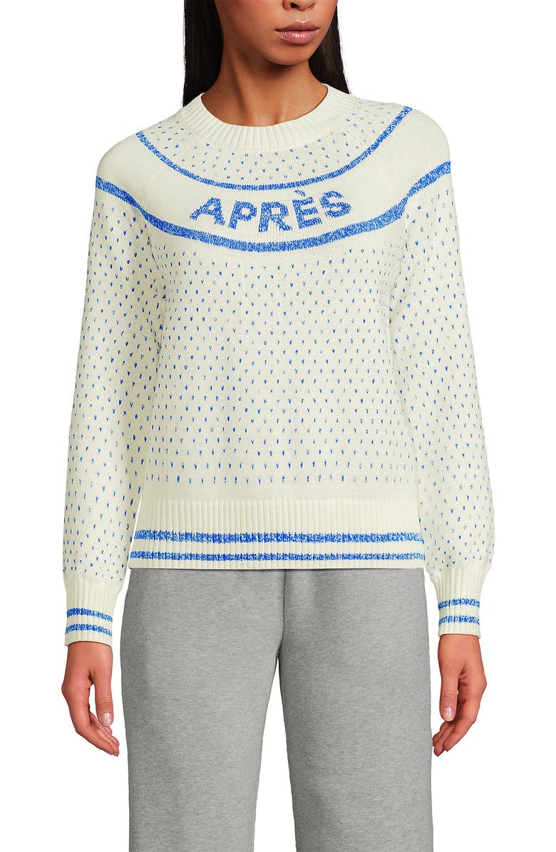 Lands' End Drifter Raglan Sleeve Easy Fit Sweater, Alternate, color, Bright Cerulean Apres