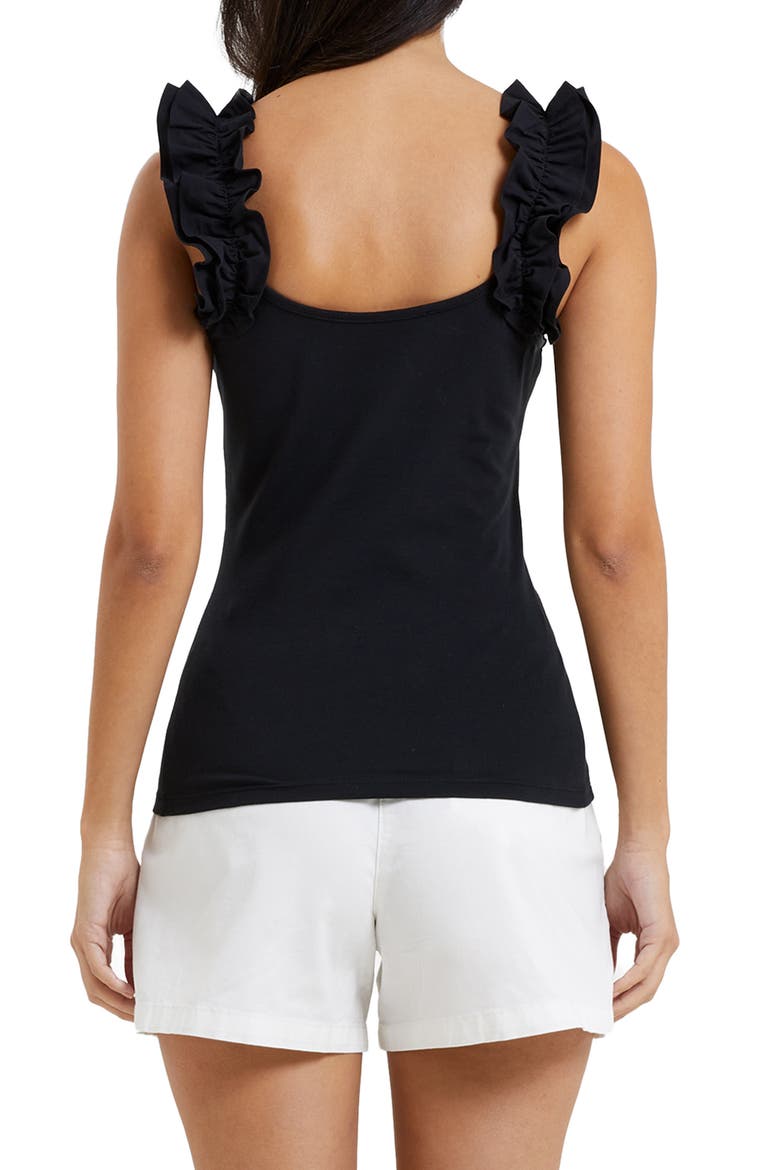 Rallie Ruffle Sleeve Tank, Alternate, color, BLACK