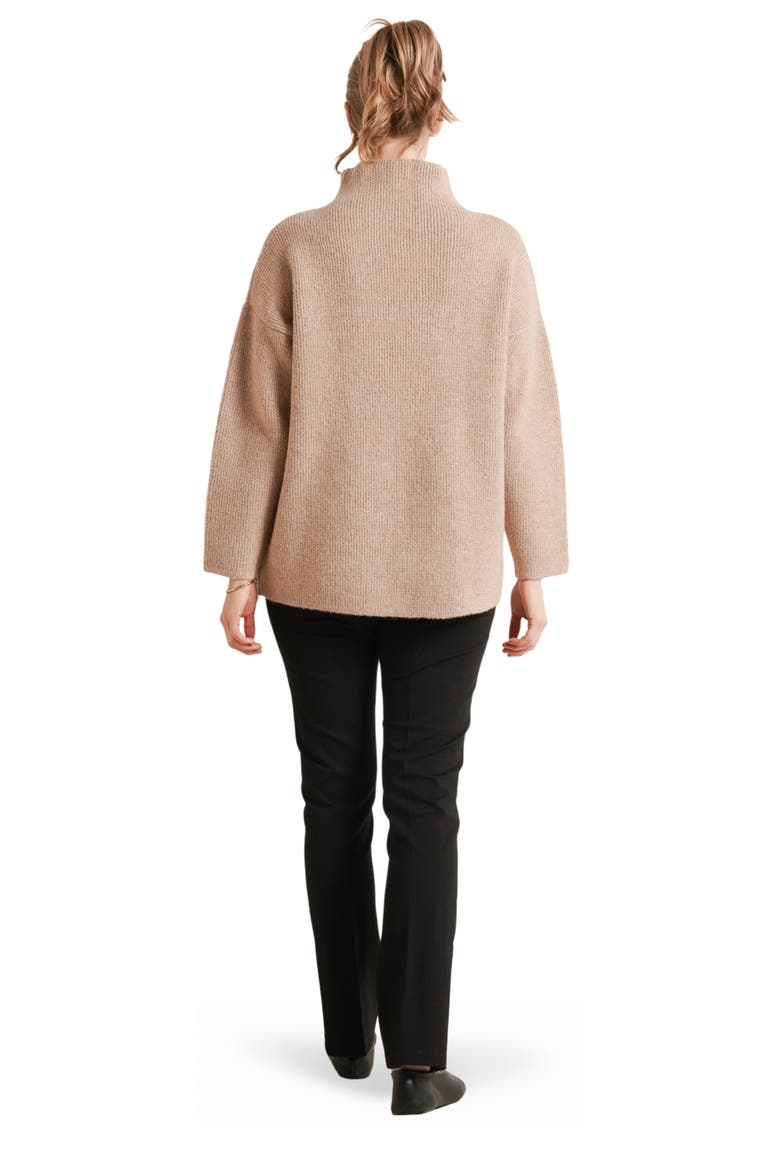 Lia Side-Zip Maternity & Nursing Turtleneck Sweater, Alternate, color, Fawn