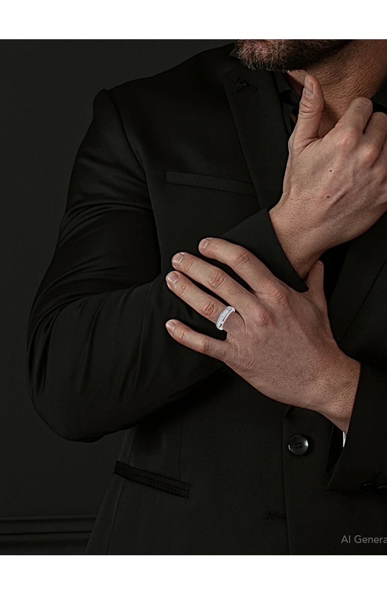 Bliss Diamond 3/4Ct Men's Diamond 5-Stone Wedding Ring Channel Set 10k Gold Lab Grown, Alternate, color, 10K White Gold