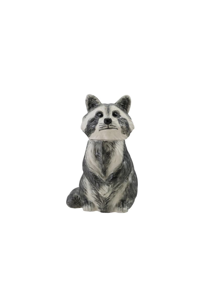 Artisan Stoneware Raccoon Canister with Silicone Seal, Main, color, Multicolor
