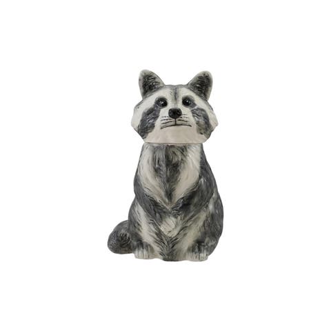 Artisan Stoneware Raccoon Canister with Silicone Seal