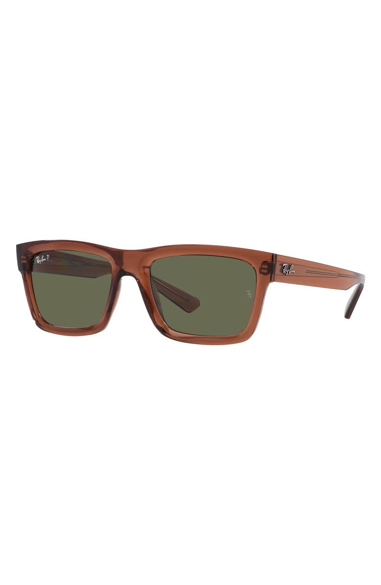 Ray-Ban Warren 57mm Polarized Rectangular Sunglasses, Alternate, color, Brown Transparent