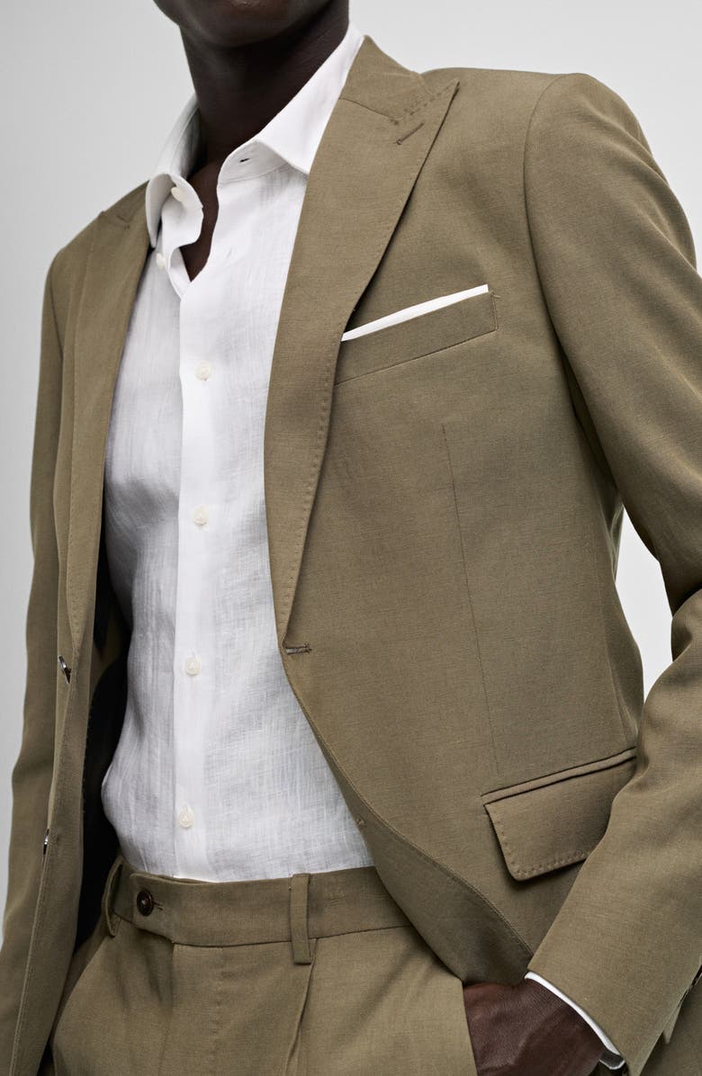 MANGO Slim Fit Lyocell & Cotton Blend Sport Coat, Alternate, color, Khaki Green