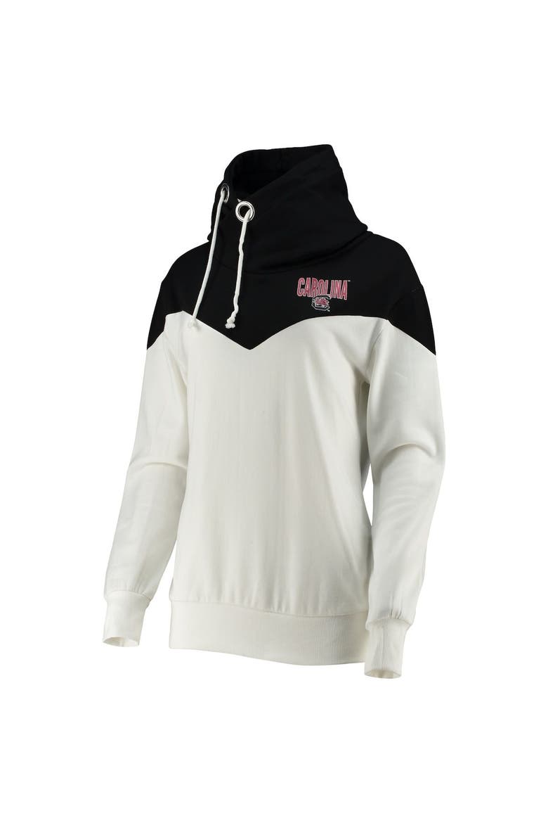 Women's Gameday Couture White/Black South Carolina Gamecocks Old School Arrow Blocked Cowl Neck Tri-Blend Pullover Hoodie, Alternate, color, White