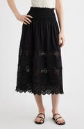 THE GREAT. The Rosette Crochet Trim Cotton Pull-On Skirt