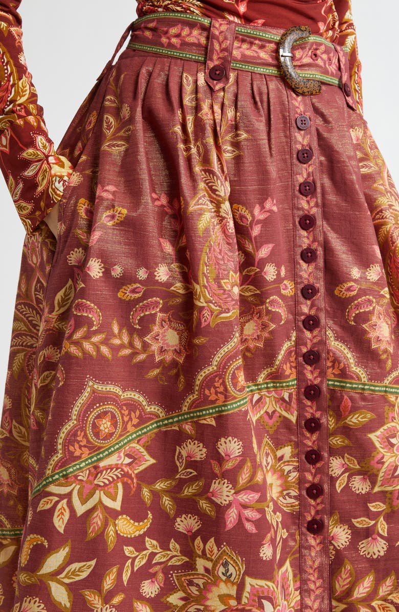 FARM Rio Pineapple Dream Metallic A-Line Skirt, Alternate, color,