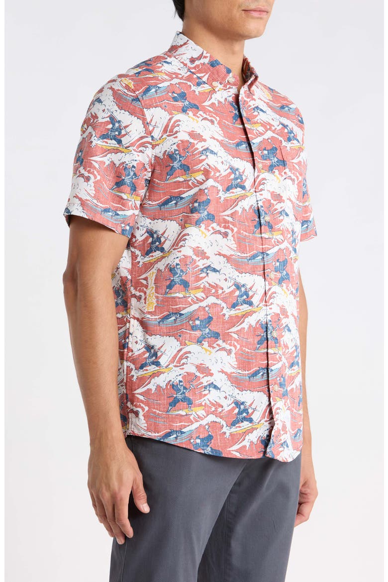 Surf Ninjas Button-Down Shirt, Alternate, color, RED