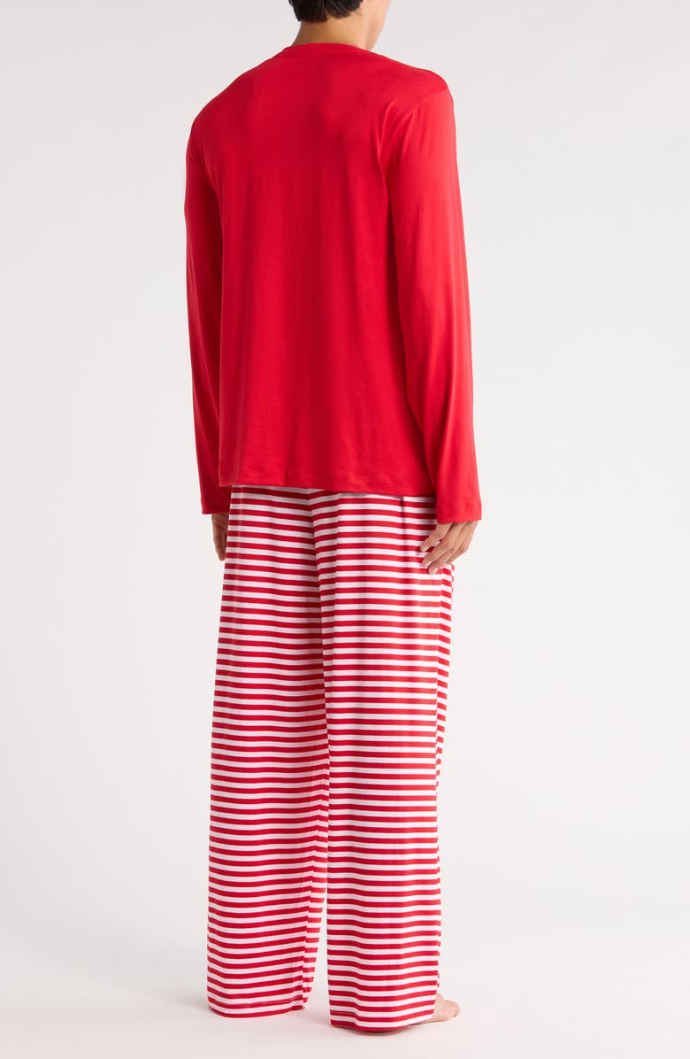 Pillow Talk Matching Family Stripe Henley Pajamas, Alternate, color, Red Candy Cane Stripe