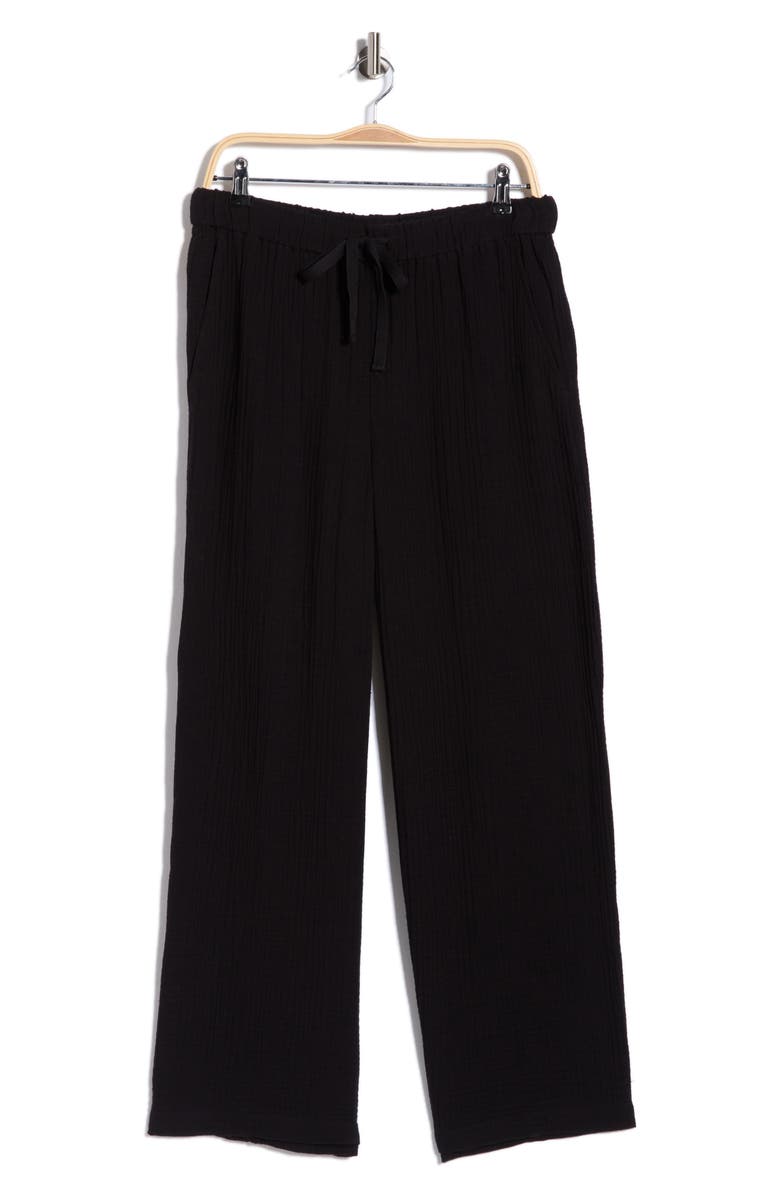 Eileen Fisher Organic Cotton Wide Leg Pants, Main, color, Black