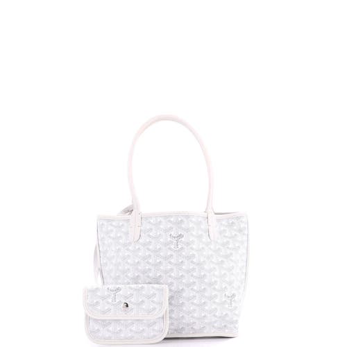 Pre-owned Goyard Goyard Anjou Reversible Tote Coated Canvas Mini In White