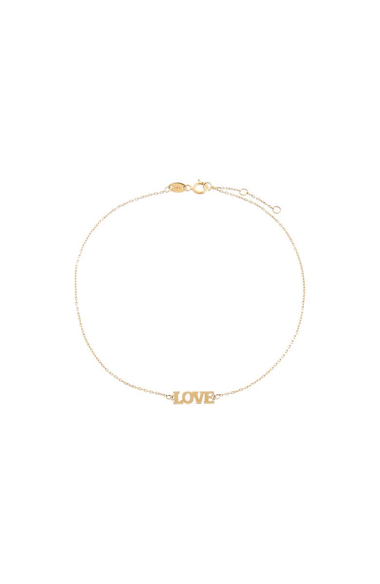BY ADINA EDEN Solid Love Nameplate Anklet 14K, Main, color, 