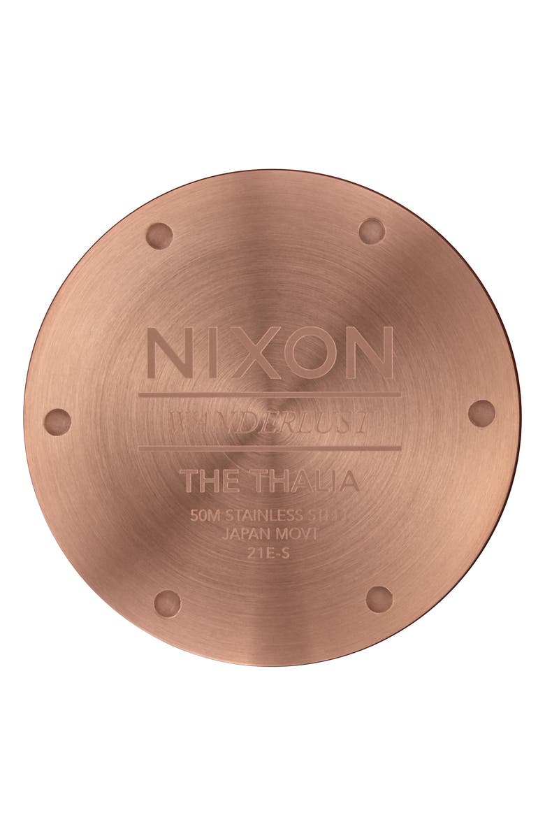 Nixon Thalia Leather Strap Watch, 38mm, Alternate, color, Rose Gold / White