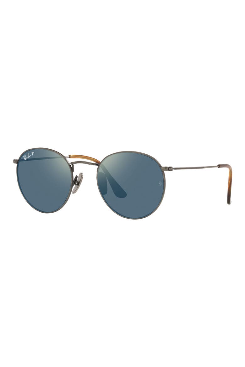 Titanium 50mm Gradient Round Sunglasses, Alternate, color, PEWTER