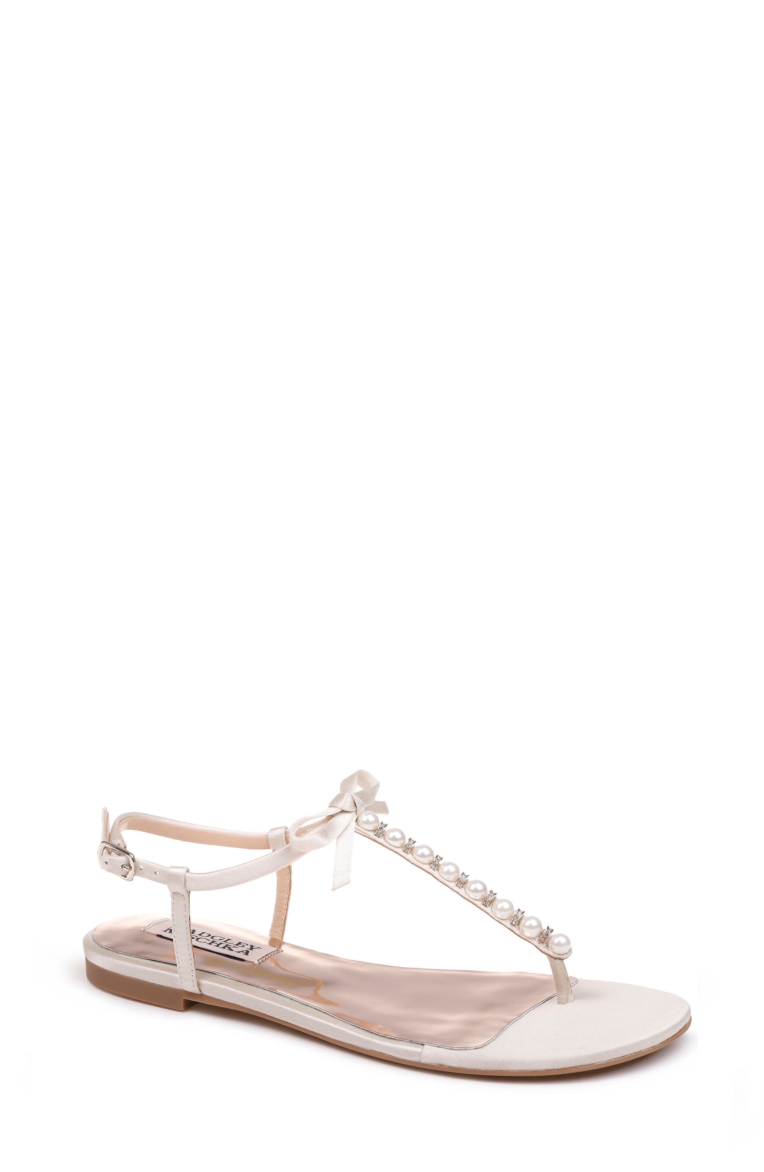 Badgley Mischka Honey Embellished Sandal, Main, color, IVORY SATIN