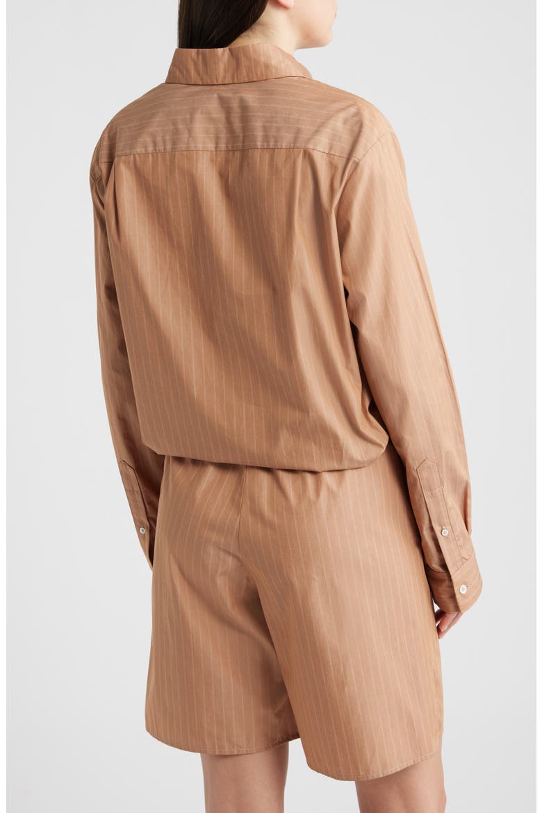 Cinch Waist Button-Up Shirt, Alternate, color, DUNE STRIPE