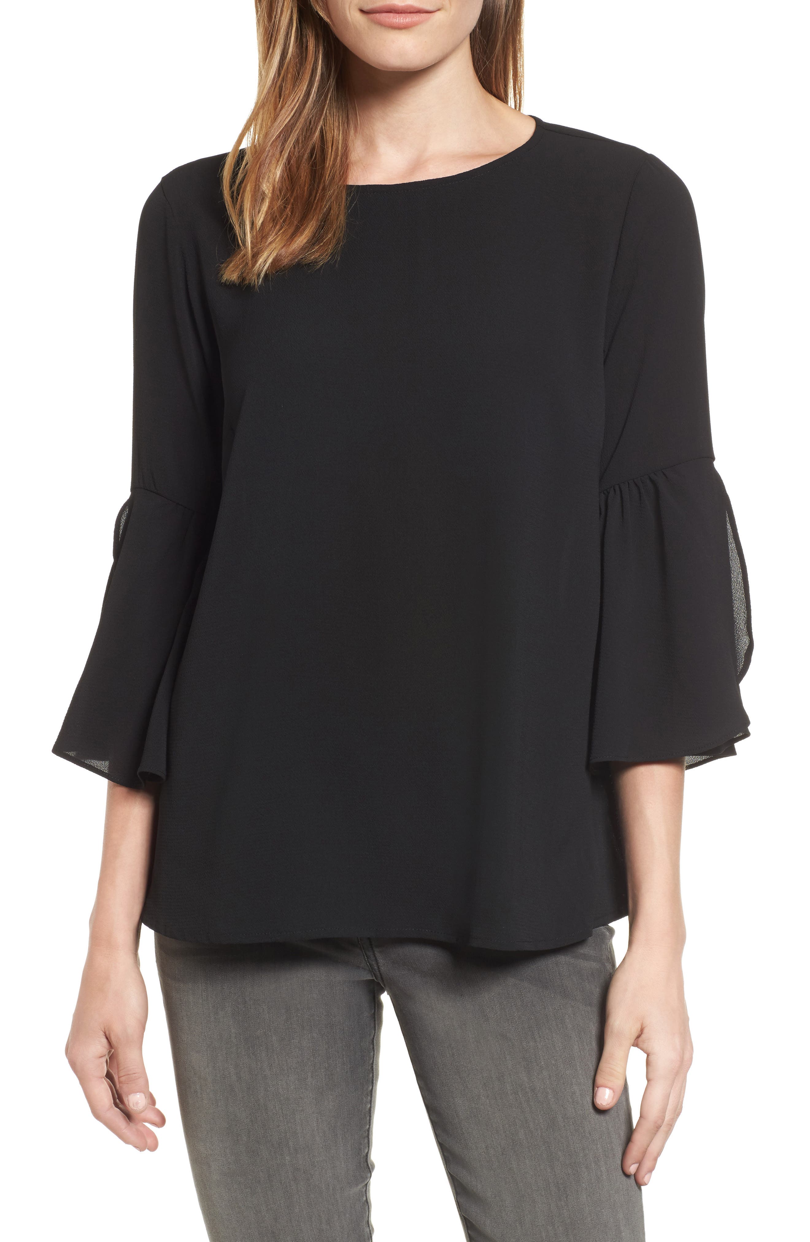 Bobeau Split Ruffle Sleeve Top (Women) | Nordstromrack