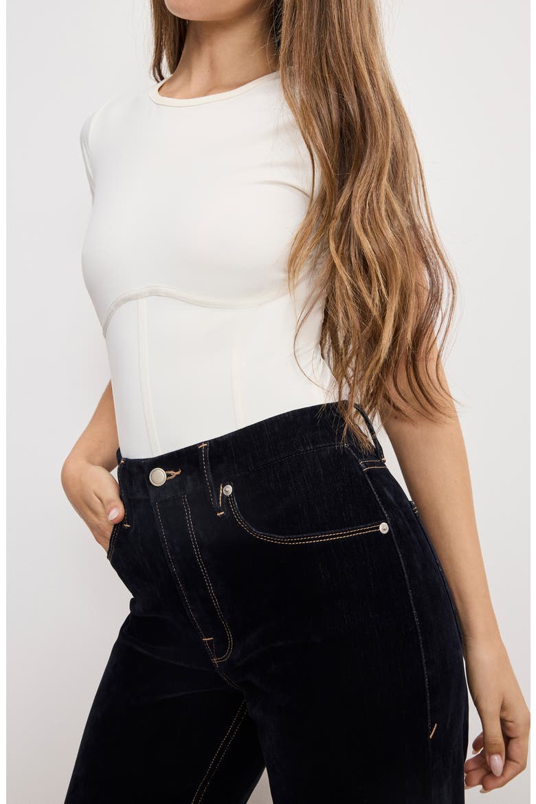 Good Icon Straight Leg Velvet Jeans, Alternate, color, INDIGO939