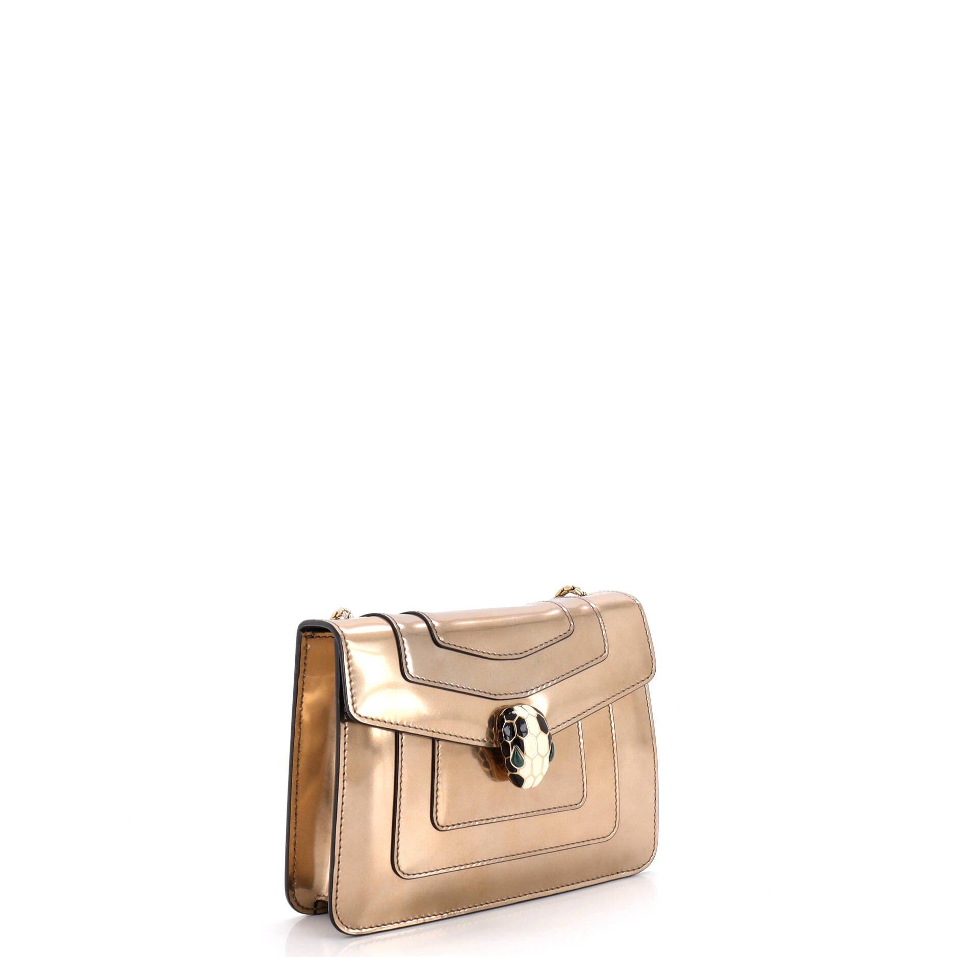 Serpenti Forever Square Shoulder Bag Metallic Leather Small, Alternate, color, Metallic Gold