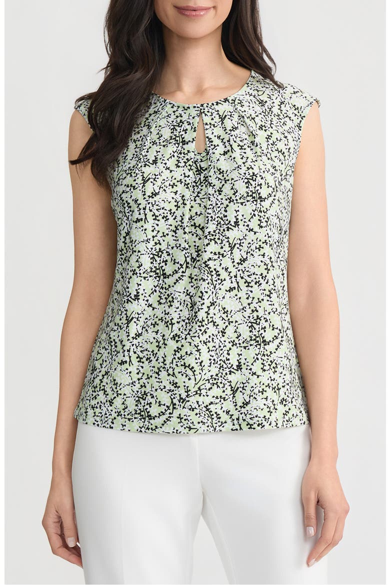 Floral Keyhole Sleeveless Top, Main, color, CELERY MULTI