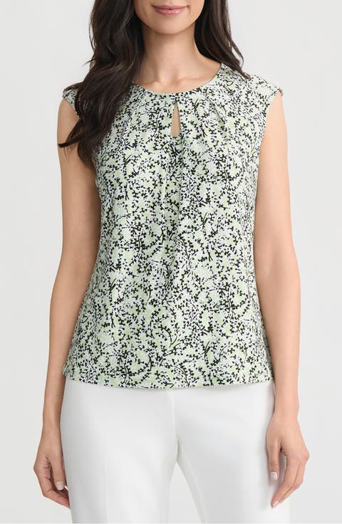 Floral Keyhole Sleeveless Top