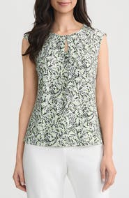 KASPER Floral Keyhole Sleeveless Top