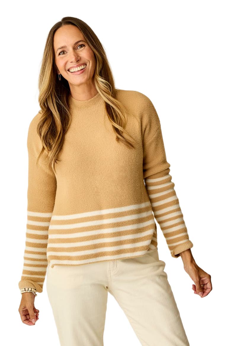 Olivia Plush Sweater, Main, color, Camel Stripe