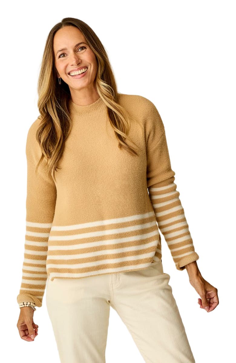Carve Designs Olivia Plush Sweater, Main, color, Camel Stripe
