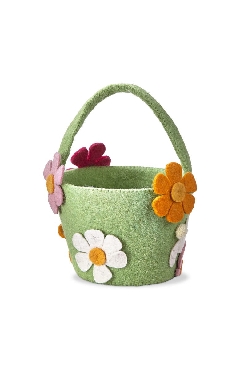 tag Easter Felt Bunny and Flowers Kids Egg Treat Basket Green, Main, color, Multicolored