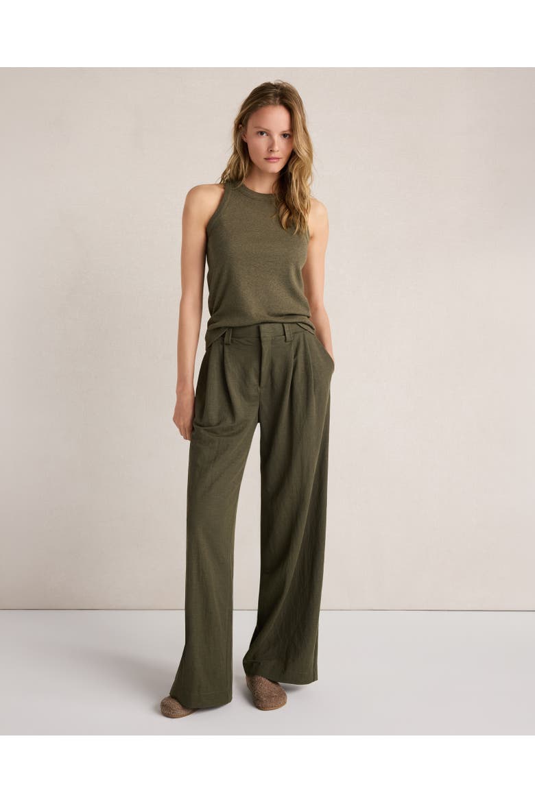 Double Knit Pleated Wide Leg Trousers, Main, color, Grape Leaf