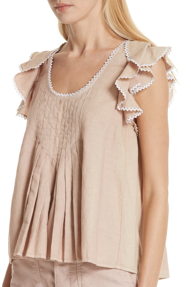 The Tulip Linen & Cotton Top, Alternate, color, BLUSH