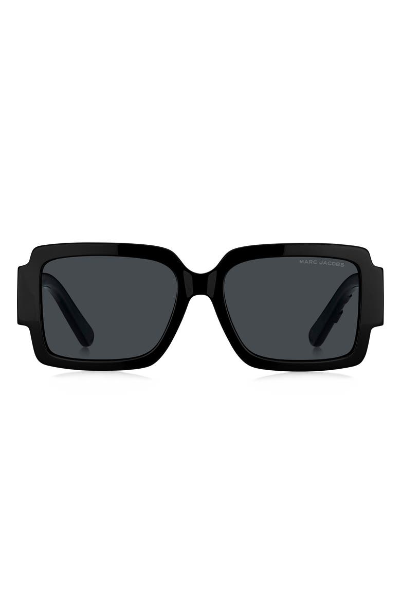 Marc Jacobs 55mm Gradient Rectangular Sunglasses, Main, color, Black Whte/ Gray Ar