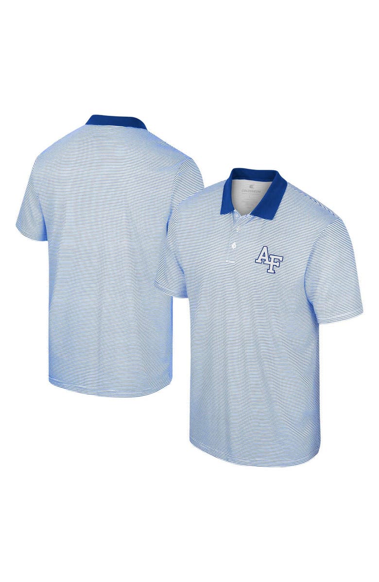 COLOSSEUM Men's Colosseum White/Royal Air Force Falcons Print Stripe Polo, Main, color, White