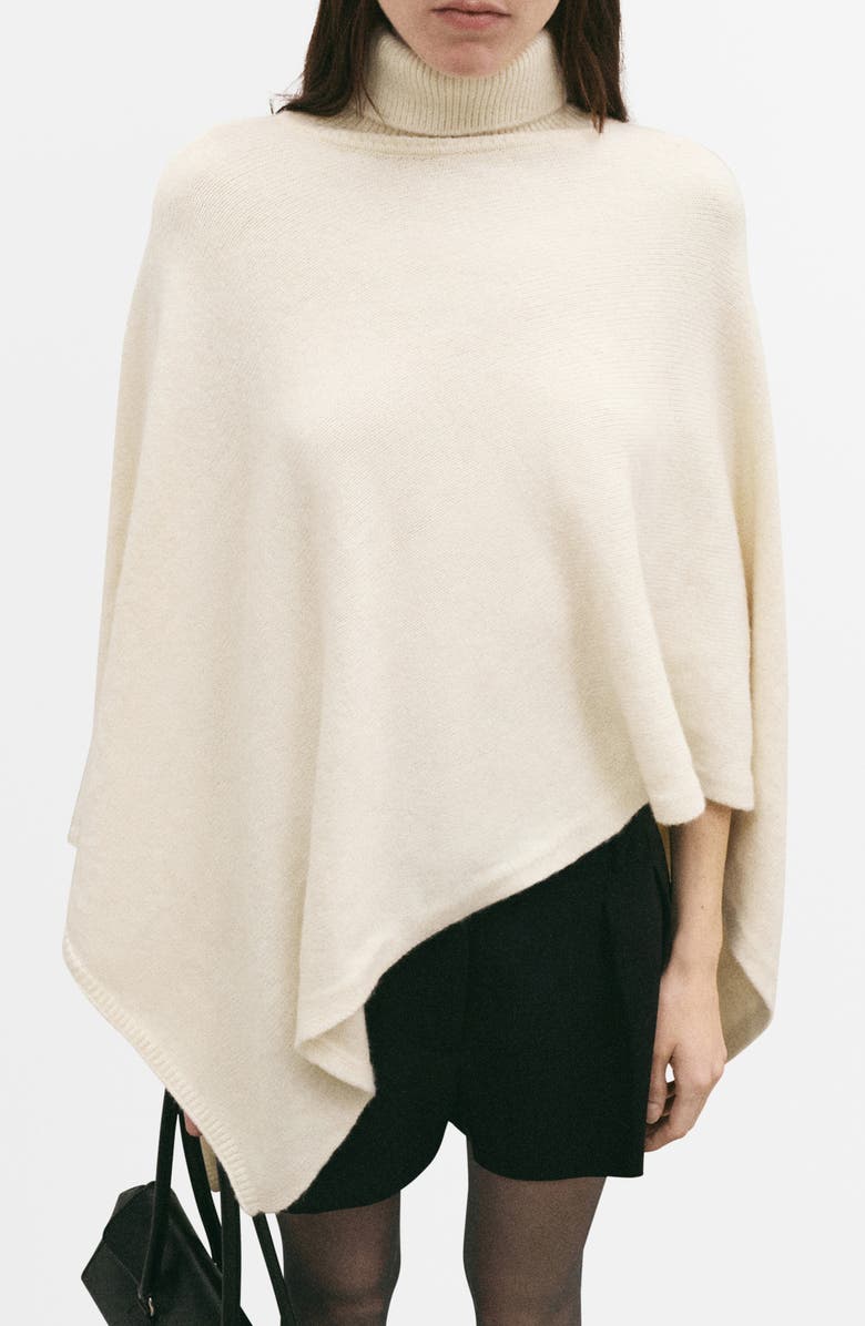MANGO Turtleneck Cape, Main, color, Ecru