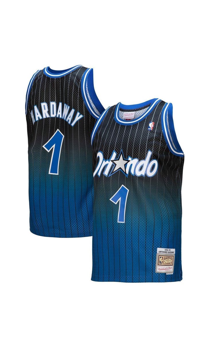 Mitchell & Ness Men's Mitchell & Ness Penny Hardaway Royal/Black Orlando Magic 1994/95 Hardwood Classics Fadeaway Swingman Player Jersey, Main, color,