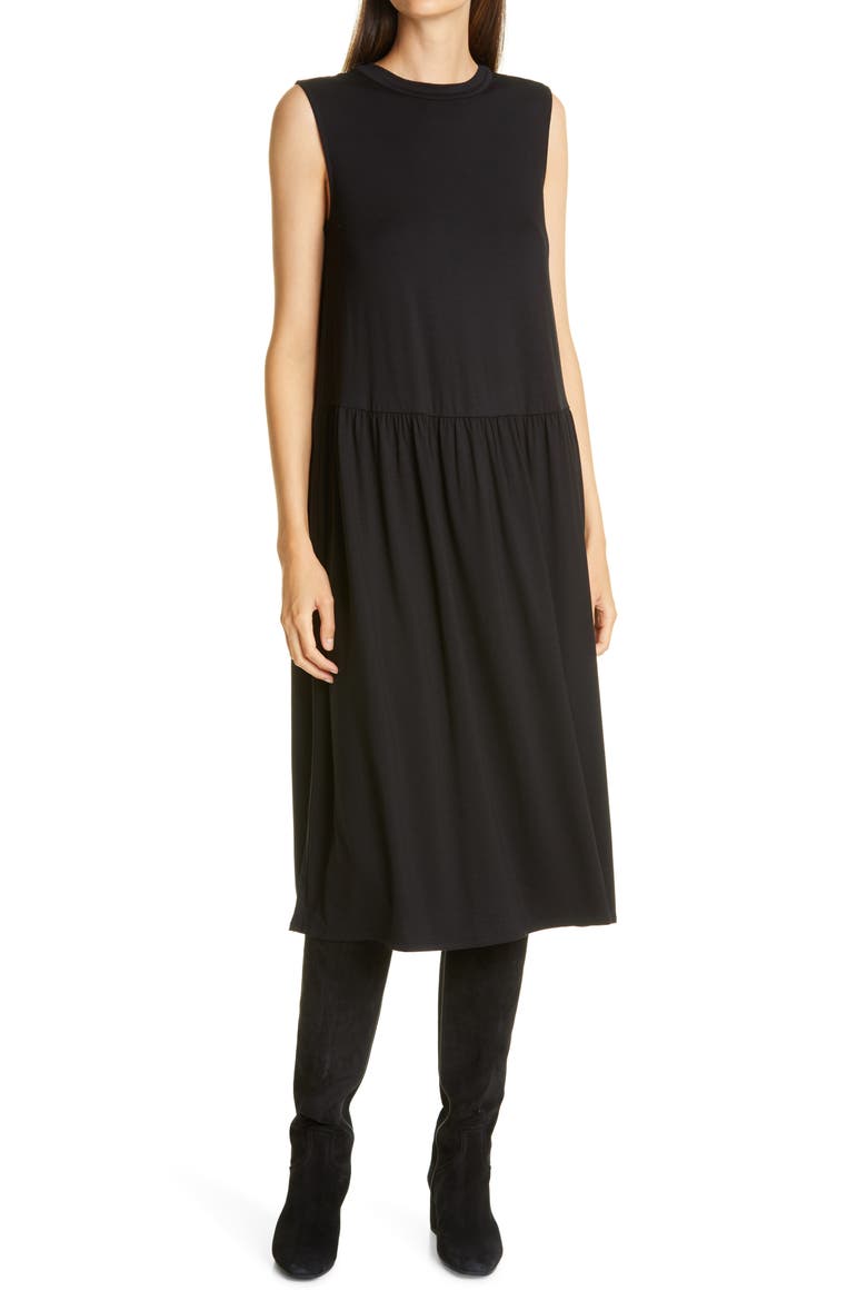 Drop Waist Sleeveless Dress, Main, color, BLACK