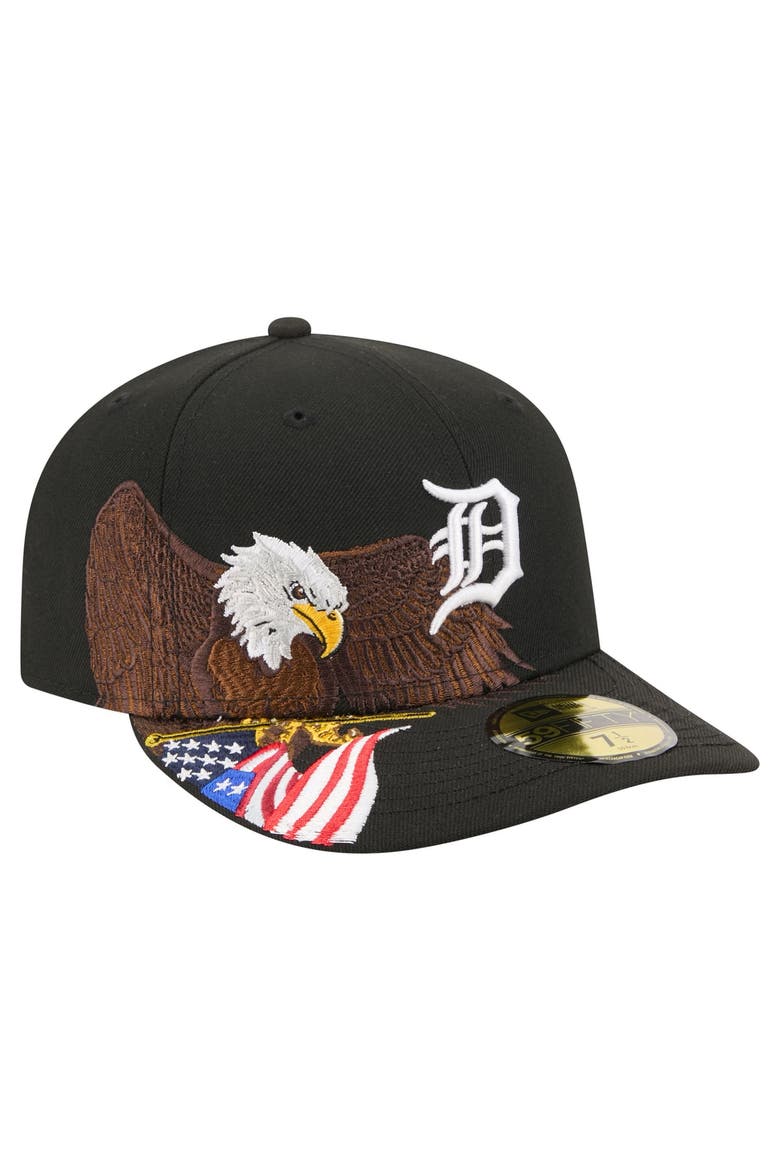 Men's New Era Black Detroit Tigers Americana Bald Eagle Pre-Curved 59FIFTY Fitted Hat, Main, color, Black