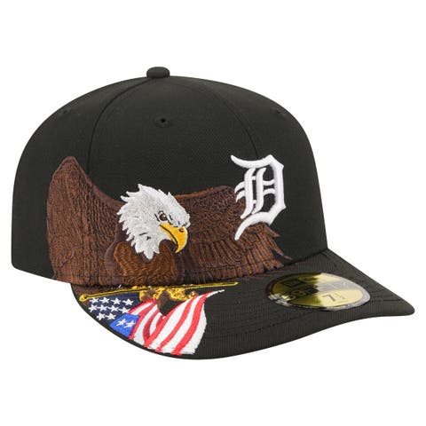 Men's New Era Black Detroit Tigers Americana Bald Eagle Pre-Curved 59FIFTY Fitted Hat