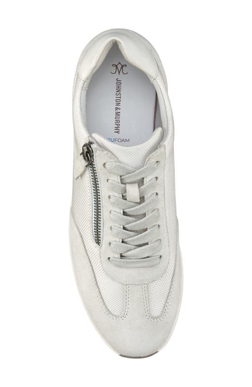 Johnston & Murphy Gracie Side Zip Sneaker In White Nylon/kid Suede