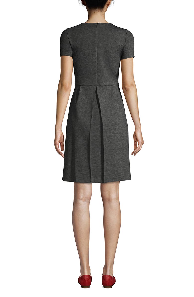 Lands' End School Uniform  Short Sleeve Ponte Dress, Alternate, color, Charcoal Heather