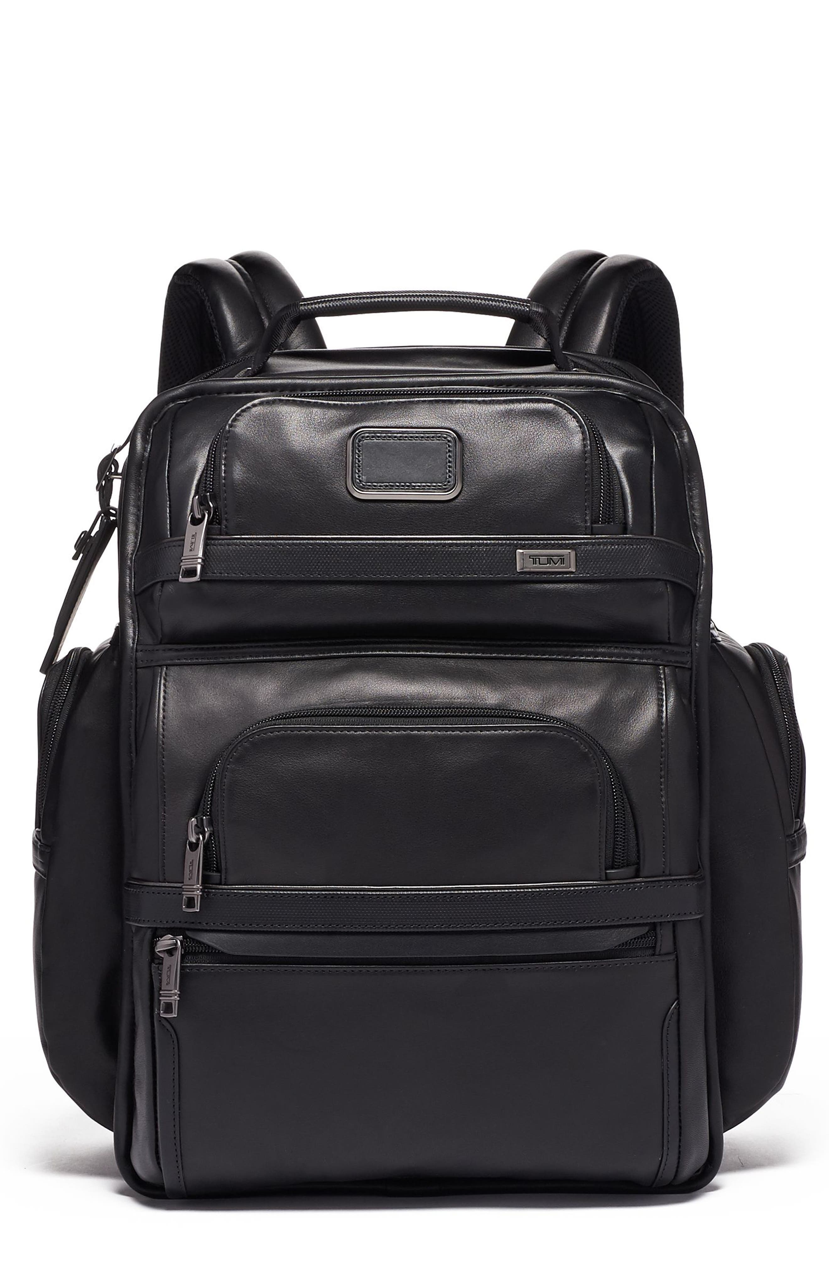 TUMI Alpha 3 Collection Leather Laptop Brief Pack, Main, color, 