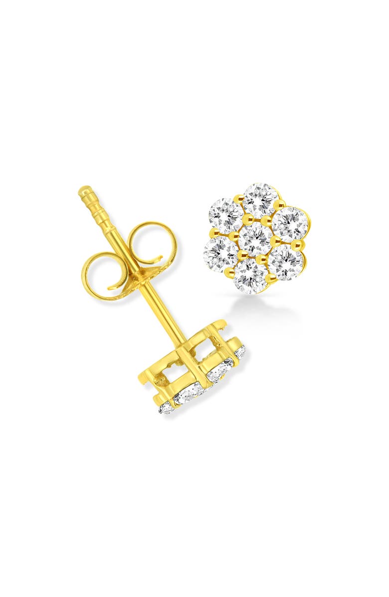 Haus of Brilliance 14K Yellow Gold 1/2 Cttw Brilliant Round Cut Diamond Floral Cluster Stud Earrings with Pushbacks, Alternate, color, Yellow Gold