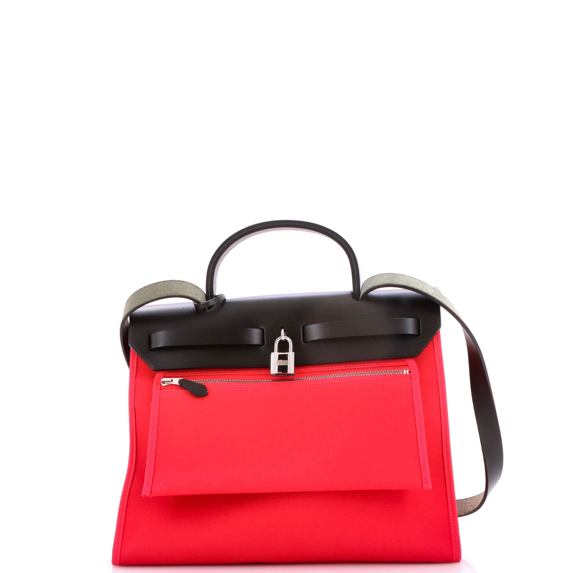 Pre-Owned Hermes Herbag Zip Leather and Toile 31, Alternate, color, Rose Extreme