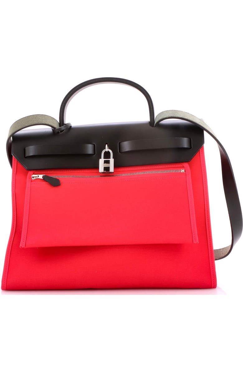 Pre-Owned Hermes Herbag Zip Leather and Toile 31, Alternate, color, Rose Extreme