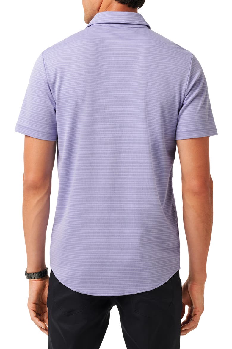 Tip to the City Short Sleeve Cotton Blend Button-Up Shirt, Alternate, color, HEATHER VIOLET STORM