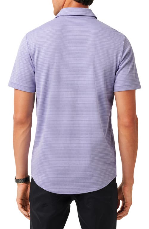 Travismathew Tip To The City Short Sleeve Cotton Blend Button-up Shirt In Heather Violet Storm
