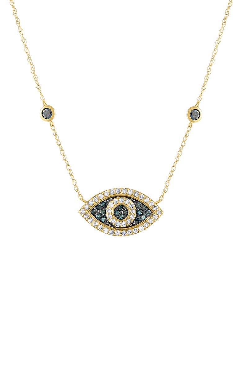 FZN 10K Diamond Evil Eye Necklace, Main, color, Blue